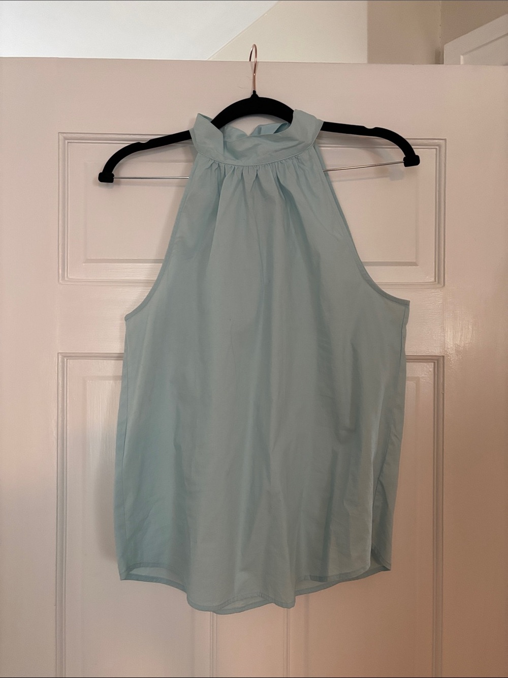 J. Crew robin’s egg blue,  Tie-neck Top, size 6. New with tags